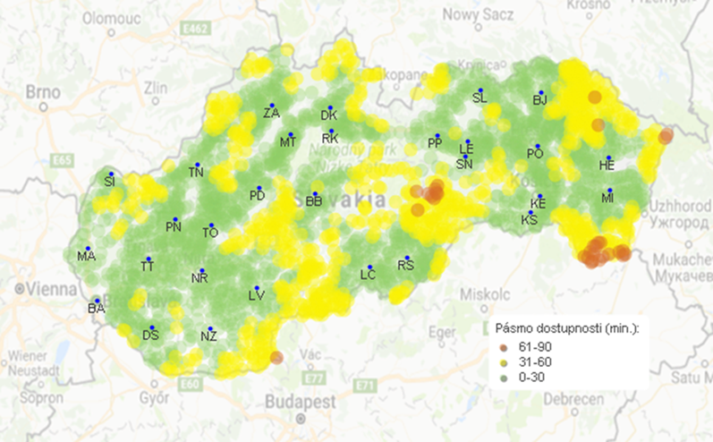 dojazd k najbližšiemu miestu MR