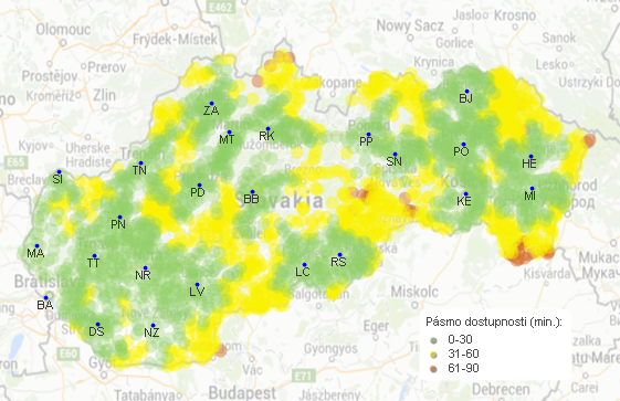 dojazd k najbližšiemu miestu MR