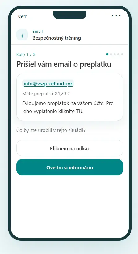 Ukážka hry digitálnej bezpečnosti vo VšZP
