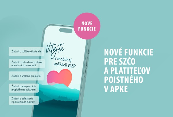 Nové funkcie v mobilnej aplikácii VšZP