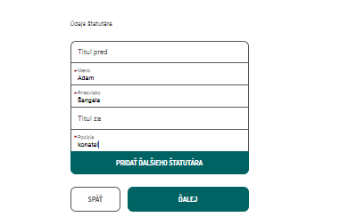 údaje štatutára údaje štatutára