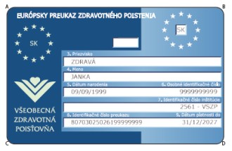 Obojstranný plastový preukaz predná strana 2017