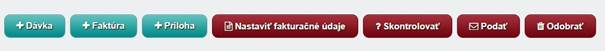 Obrazovka ePobočky: Riadok s tlačidlami