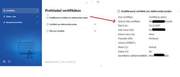 Overenie certifikátu